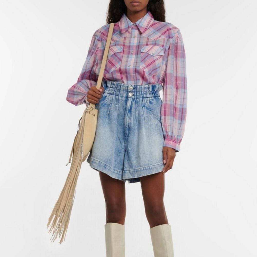 NWOT Etoile Isabel Marant Bethany Western Pearl Snap Plaid Shirt size FR40 US8